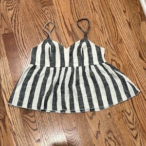 Striped Black and White Linen Cami